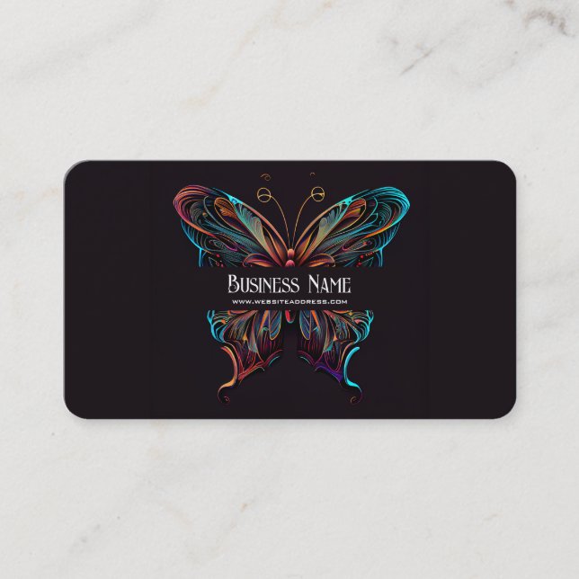 Tarjeta De Visita Bonito única color mariposa negro (Anverso)