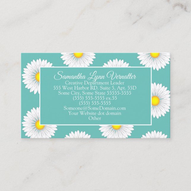 Tarjeta De Visita Bonito verde azulada Little Daisy (Anverso)