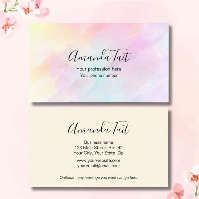 Tarjeta De Visita Bonitos de moda Pastels Elegante Salón (Amazing complimentary colors blend together seamlessly on this striking business card.  )