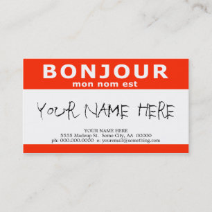 Tarjeta De Visita BONJOUR mon nom est