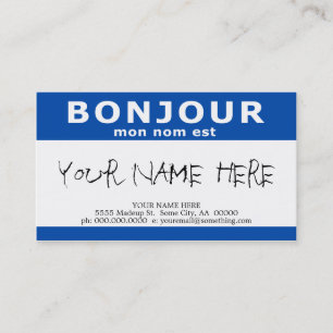Tarjeta De Visita BONJOUR mon nom est (azul)