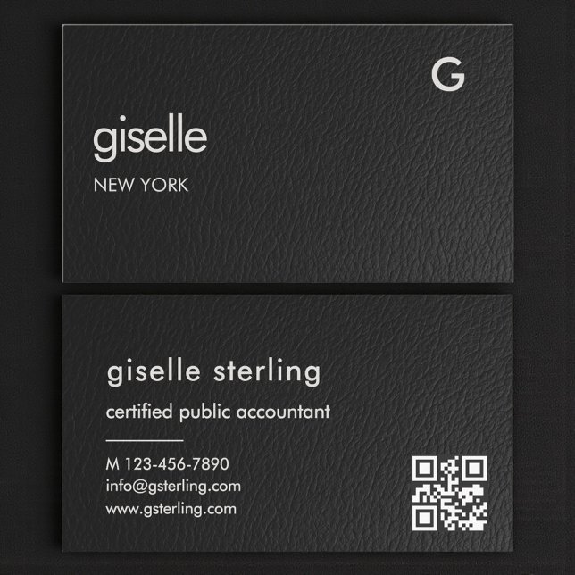 Tarjeta De Visita Bookkeeper Accountant CPA Faux Leather QR Code  (Subido por el creador)