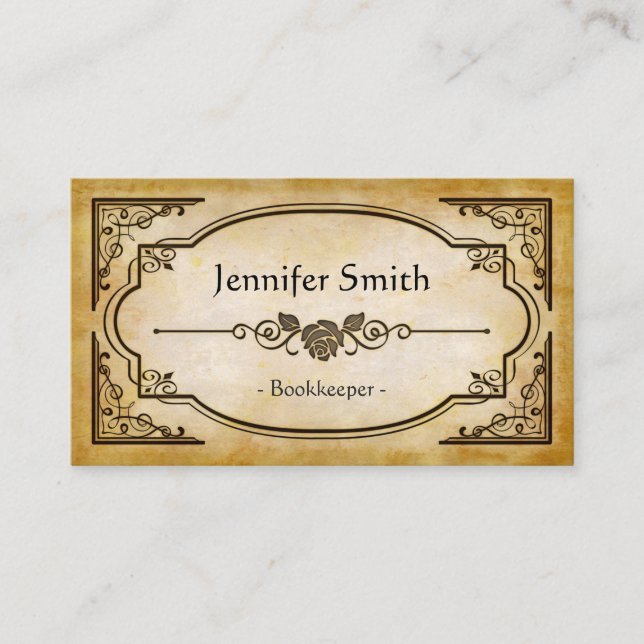 Tarjeta De Visita Bookkeeper - Elegante Antigüedad de época (Anverso)