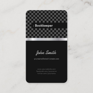 Tarjeta De Visita Bookkeeper - Elegante tablero de ajedrez negro