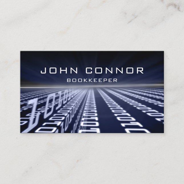 Tarjeta De Visita Bookkeeper Financial Advisor Binary Code Matrica (Anverso)