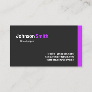 Tarjeta De Visita Bookkeeper - Modern Minimal Purple