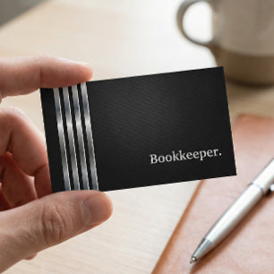 Tarjeta De Visita Bookkeeper Professional Black Silver