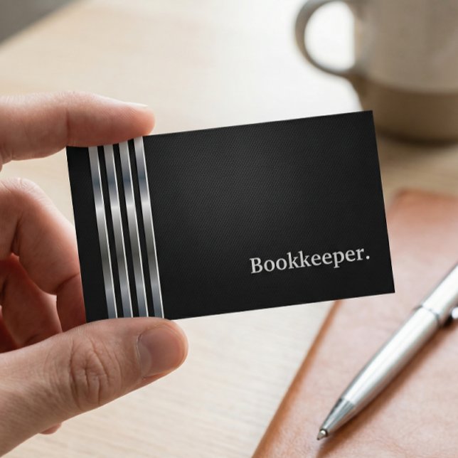 Tarjeta De Visita Bookkeeper Professional Black Silver (Subido por el creador)