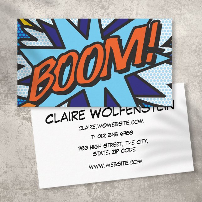Tarjeta De Visita BOOM Libro de Cómic Retro Divertido (BOOM Fun Retro Comic Book Business Card)