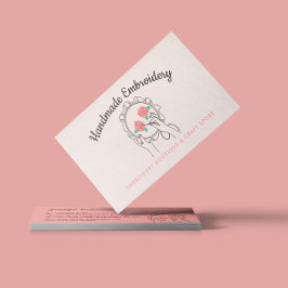 Tarjeta De Visita Bordado Hecho a Mano Hobby Blush Marfil Beige