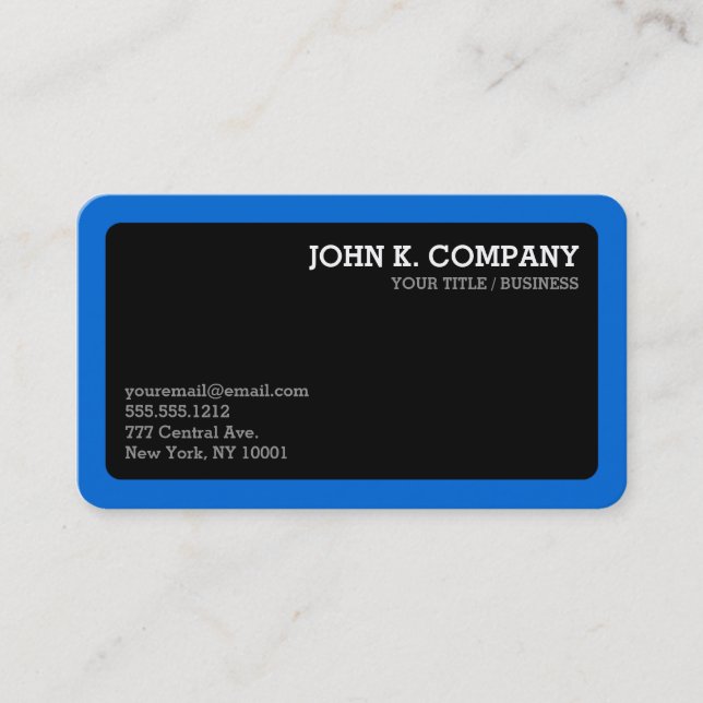 Tarjeta De Visita Borde azul redondeado negro profesional mínimo (Anverso)