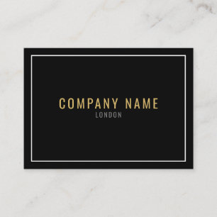 Tarjeta De Visita Borde blanco fino, texto dorado, negro
