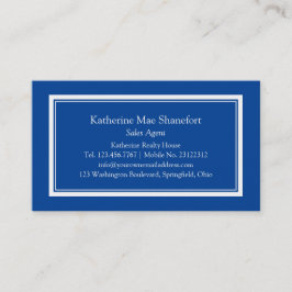Tarjeta De Visita Borde blanco y azul profesional simple