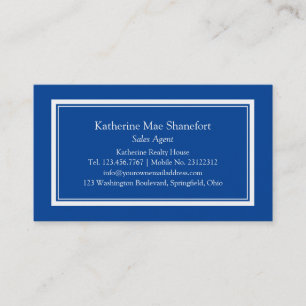 Tarjeta De Visita Borde blanco y azul profesional simple