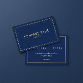 Tarjeta De Visita Borde con efecto dorado, azul profesional
