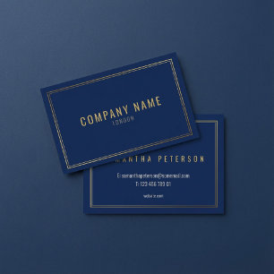 Tarjeta De Visita Borde con efecto dorado, azul profesional