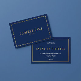 Tarjeta De Visita Borde con efecto dorado, fondo azul profesional