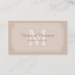 Tarjeta De Visita Borde de celosía con monograma en color taupe
