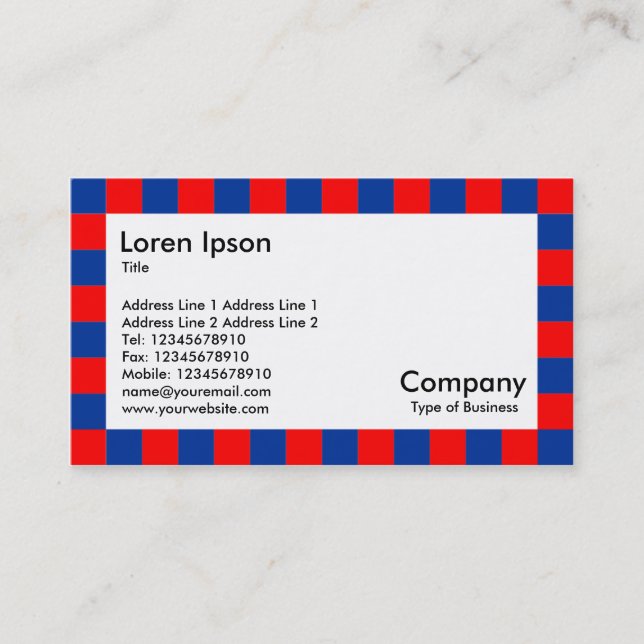 Tarjeta De Visita Borde de comprobación - Rojo y azul (Anverso)
