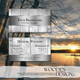 Tarjeta De Visita Borde de decoración de color plata de madera con t