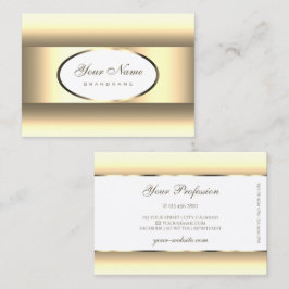 Tarjeta De Visita Borde de decoración ovalado de color blanco y crem