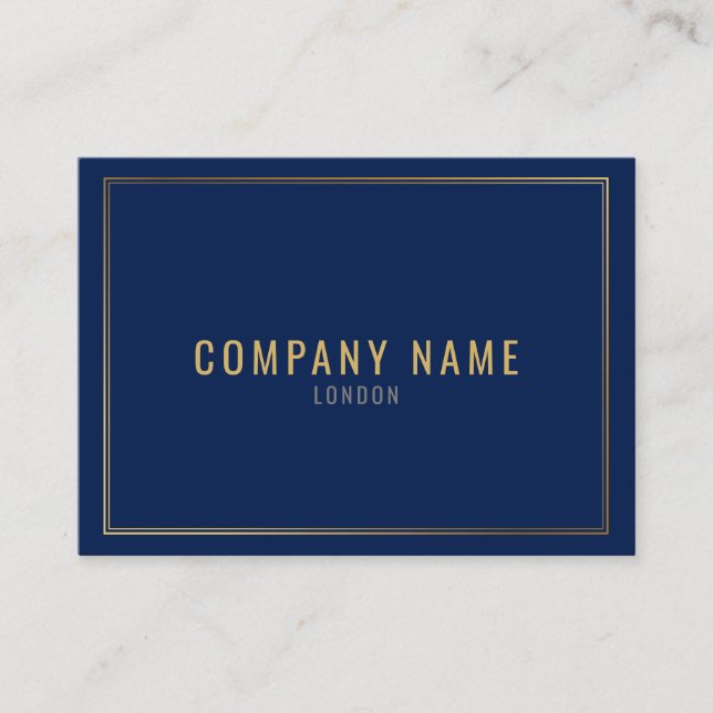 Tarjeta De Visita Borde de efecto dorado, profesional de fondo azul (Anverso)