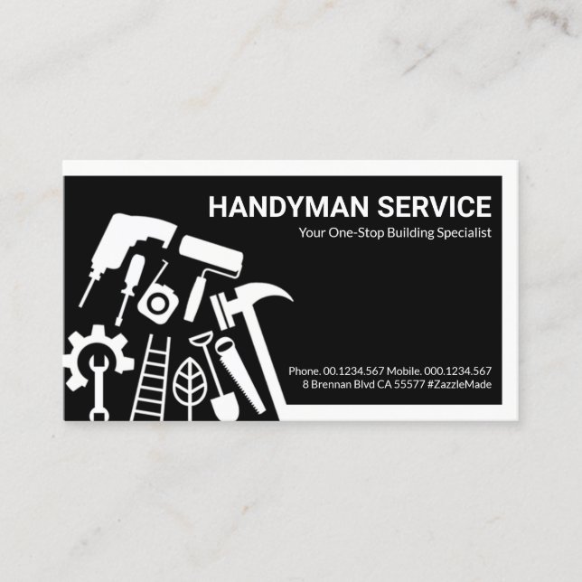 Tarjeta De Visita Borde de herramientas estilosas de Handyman (Anverso)