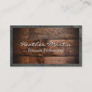 Tarjeta De Visita Borde de madera y pizarra