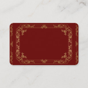 Tarjeta De Visita Borde de marco dorado sobre un marrón rojo