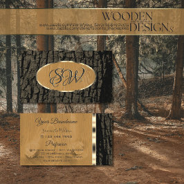 Tarjeta De Visita Borde de oro de la corteza de árbol rústico natura