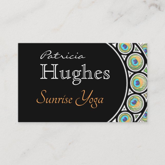 Tarjeta De Visita Borde de plumas de pavo real (Anverso)