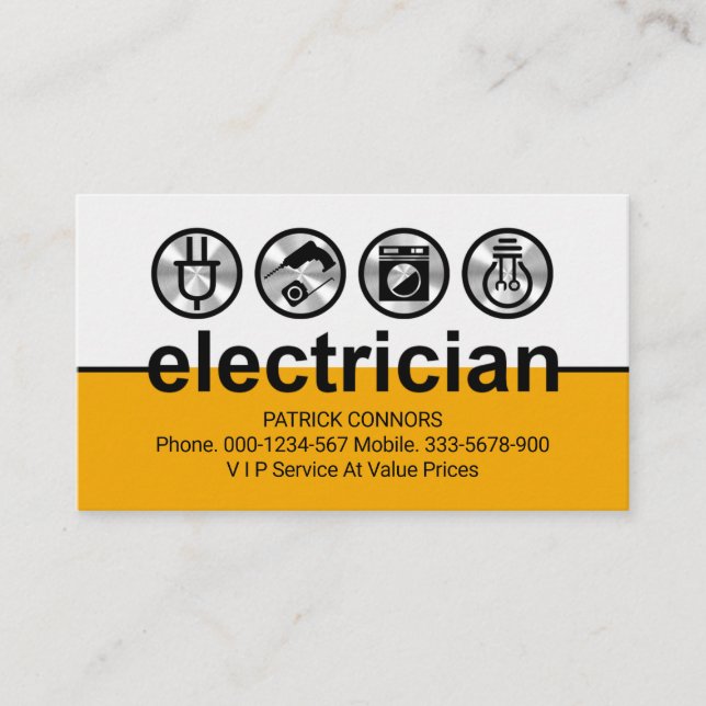 Tarjeta De Visita Borde de señalización eléctrico amarillo (Anverso)