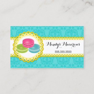 Tarjeta De Visita Borde de vieiras de la Damask de Macarons