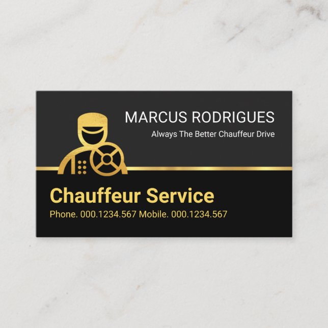 Tarjeta De Visita Borde del controlador del Chauffeur dorado (Anverso)