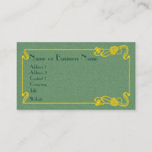 Tarjeta De Visita Borde dorado Art Deco sobre verde