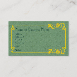 Tarjeta De Visita Borde dorado Art Deco sobre verde