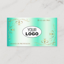 Tarjeta De Visita Borde luminoso de la esquina Verde azulada del orn