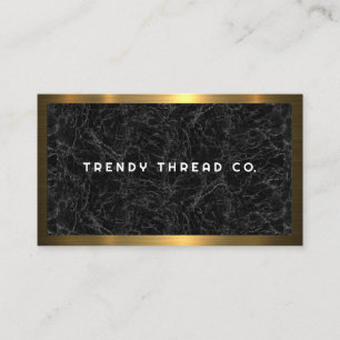 Tarjeta De Visita Borde metálico de oro Mármol negro