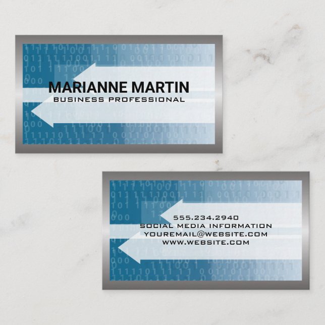 Tarjeta De Visita Borde metalizado | Fondo técnico del código binari (Anverso / Reverso)