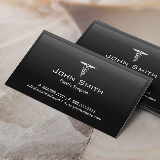 Tarjeta De Visita Borde negro de cirujanos plásticos médicos (Subido por el creador)