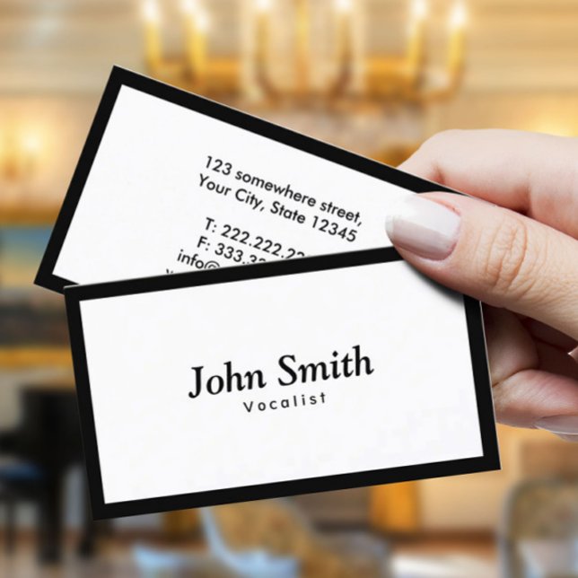 Tarjeta De Visita Borde negro simple y vocalista (Subido por el creador)