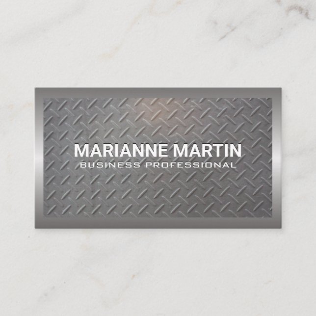 Tarjeta De Visita Borde plateado de aluminio metalizado | Patrón de  (Anverso)