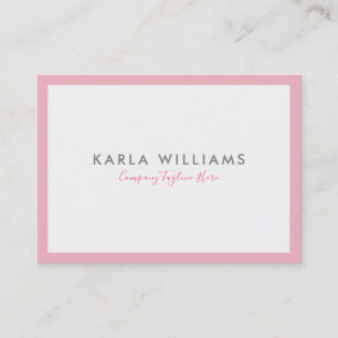 Tarjeta De Visita Borde Rosa Minimalista Sobre Blanco