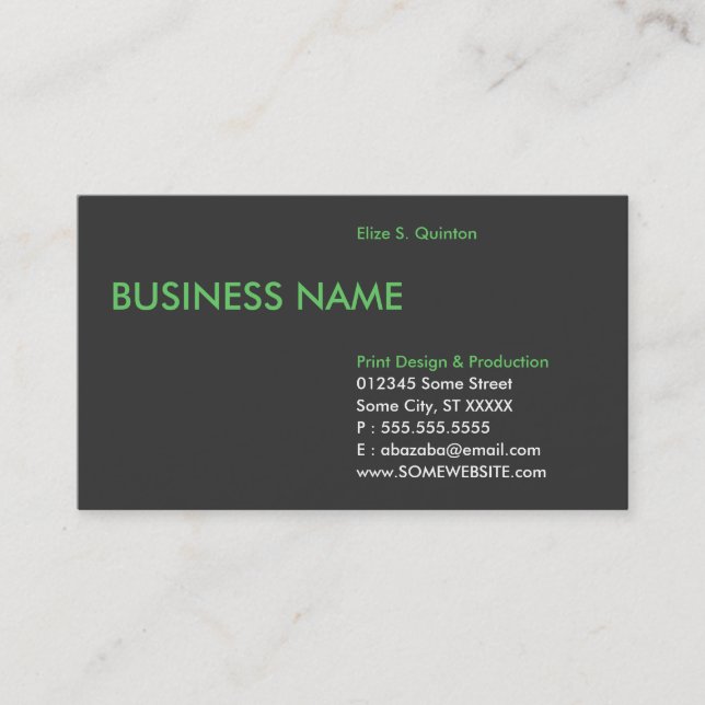 Tarjeta De Visita borde verde suave (Anverso)