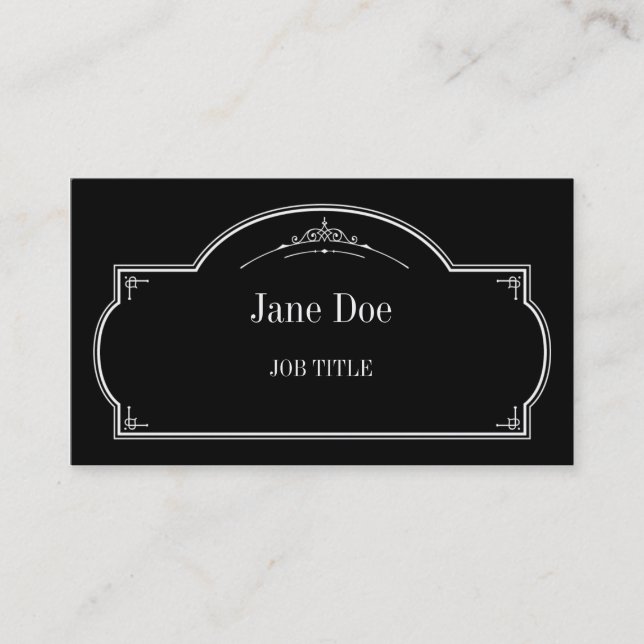 Tarjeta De Visita Bordes florales elegantes, blanco (Anverso)