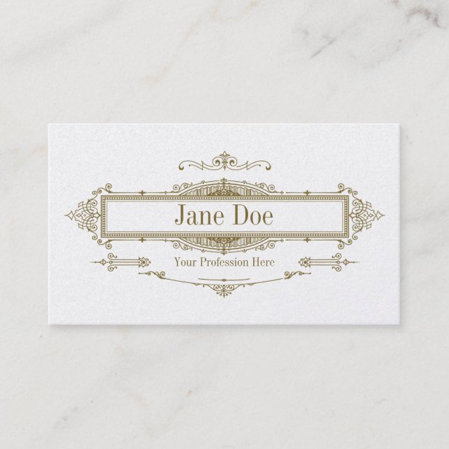 Tarjeta De Visita Bordes florales elegantes, oro premium (Anverso)