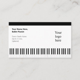 Tarjeta De Visita Bordes negras y pianista de ballet con logotipo