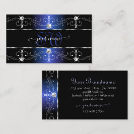 Tarjeta De Visita Bordes Ornamentados Negros Elegantes Joyas Monogra