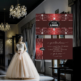 Tarjeta De Visita Bordes ornatos ornamentales de vino oscuro con log