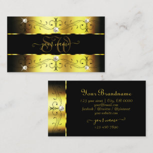 Tarjeta De Visita Borduras ornamentales de lujo en oro negro Joyas M